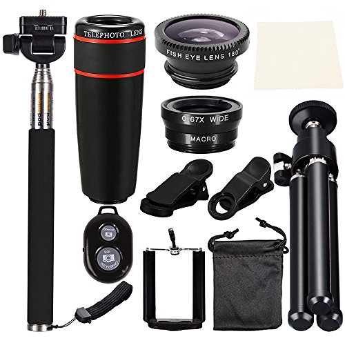 Orsda téléphone kit Objectif 10 en 1 objectifs iPhone Sincewe, 8 x Téléobjectif Smartphone Objectif fisheye Objectif…