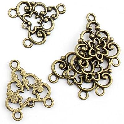 10 Pieces Jewelry Making Charms Flowers Connector findings craft lots necklace bronze