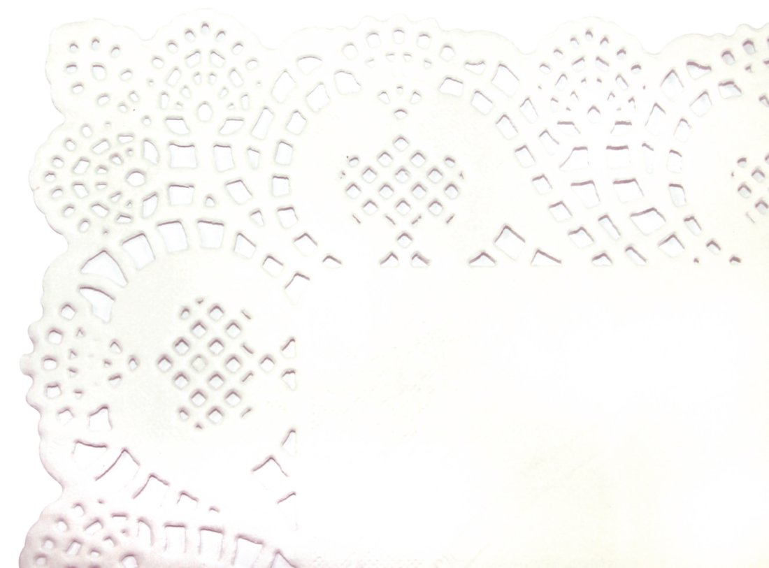 Olympia Rectangular Paper Doilies 400 mm (Pack of 250), White, 300(W) x 400(D)mm/11 3/4 x 15 3/4 inch, Rose Design Doilies, CE994