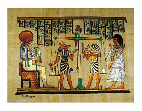 ANUBIS HORUS JUDGMENT ORIGINAL HAND PAINETD PAPYRUS 12