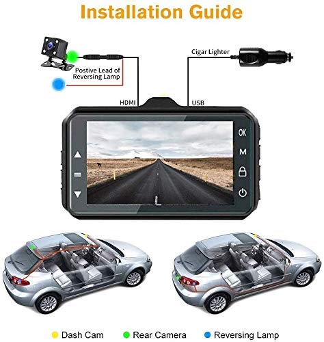 Dash Cam Front and Rear with SD Card (32G) Claoner FHD 1080P Backup Car Camera with Night Vision, 3 Inch IPS Screen, 170° Wide Angle, Loop Recording, G-Sensor, Motion Detection, Parking Monitor - Thumbnail 7