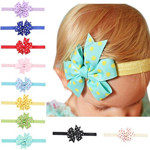 Little Butterfly Baby Girls Toddler Grosgrain Hair Bow Slim Headbands (White)