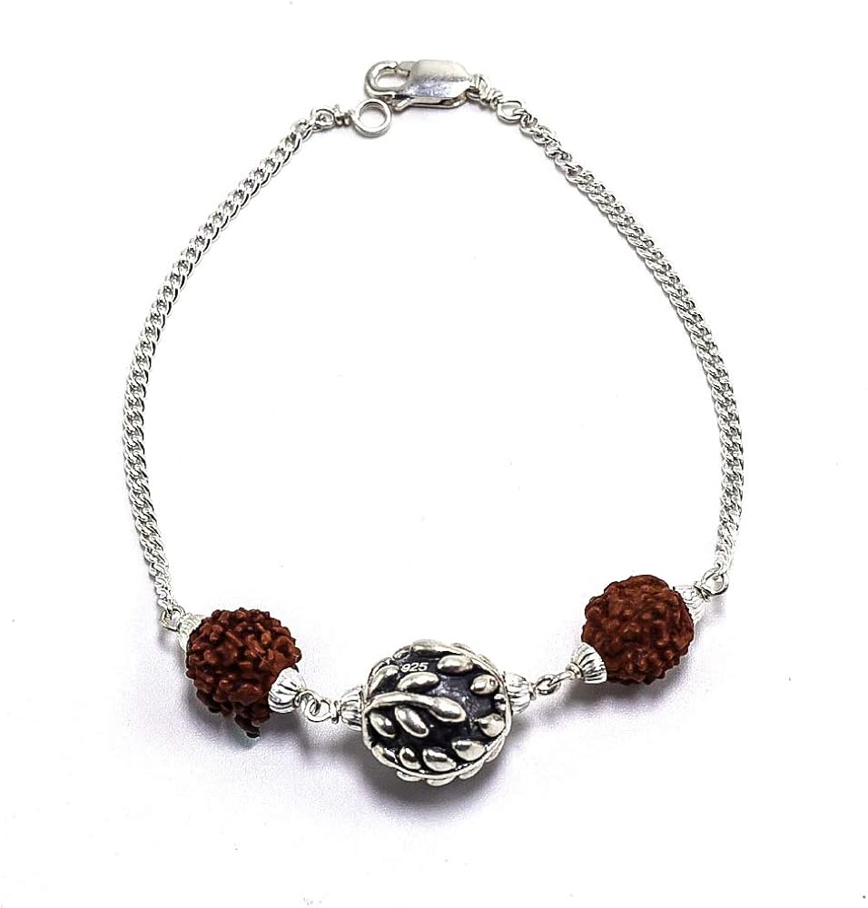 Silver Tijori 925 Silver Rudraksha Rakhi (Bracelet) Length8.5 inch