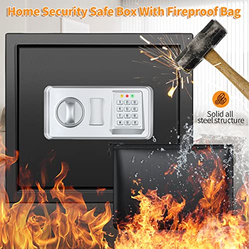 30 L Safe Fireproof with Fireproof Waterproof Wallet, Digital Home Safe with Removable Shelf and Alarm System, Wall Safe, Furniture Safe for Jewellery, Cash, Medication, A4 Documents
