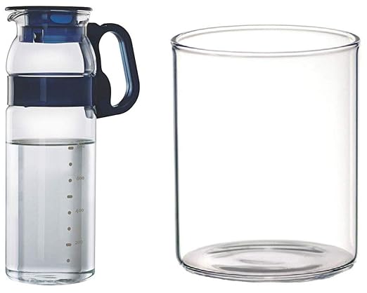 Borosil Marina Jug with Plastic Handle, 1.3 Litres, Transparent + Borosil Vision Small Squat Glass,