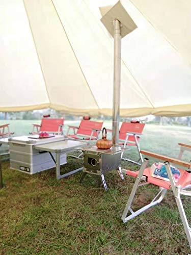 DACHEL Outdoor Tent Wood Stove with Pipe (Stainless Steel Cube Stove, 151518/88inch) - Thumbnail 5