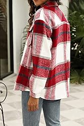 AUTOMET Womens Casual Plaid Shacket Wool Blend
