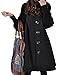 Gihuo Women's Mid Long Single Breasted Cowl Neck Loose Woolen Cloak Coat (One Size, Black)