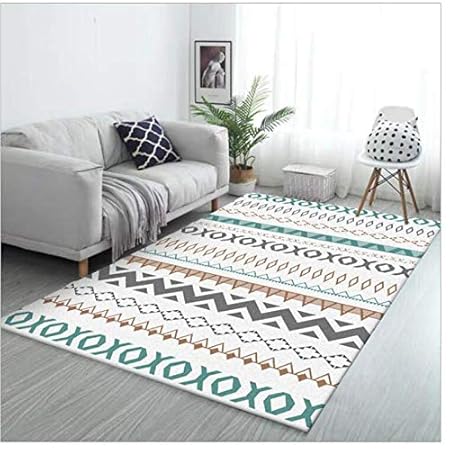 Teppich Moderne Weiß Grün Grün Grau Geometrischen Ethnischen Stil