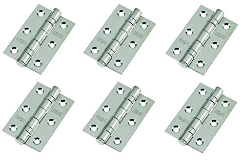 3 pairs of Door Hinges 3" 75mm Ball Bearing Hinges Polished Chrome Suit Internal Doors Pair (3)