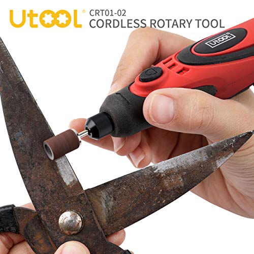 Cordless Rotary Tool, Utool 3.6V Li-ion Rotary Tool with 42 Accessories, USB Charging Cable and 3 Variable Speed of 5000~15000rpm for Delicate & Light DIY Small Projects, Red