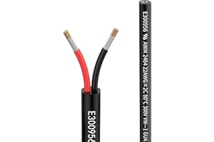 MATUGAJP 22 Awg 0.3mm² 22/2 Gauge Electrical Wire 2 Conductor Extension Cable 50 Foot UL2464 DC 5V/12V/24V/300V Oxygen Free Stranded Tinned Copper Wire Low Voltage LED Cable for LED Lamps Automotive
