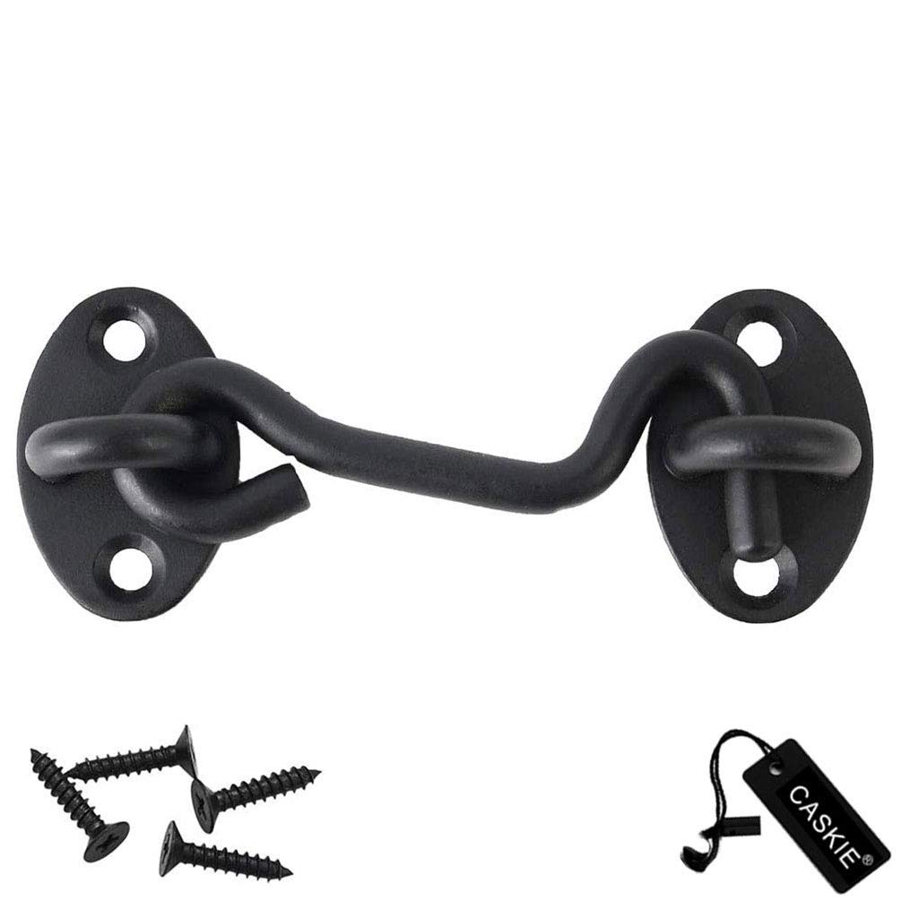 Cabin Hook Stainless Steel Latch and Eye Privacy Hooks Door Stay with Screws Lock for Gate Shutters Window Slide Barn Shed Patio Door - Matte Black