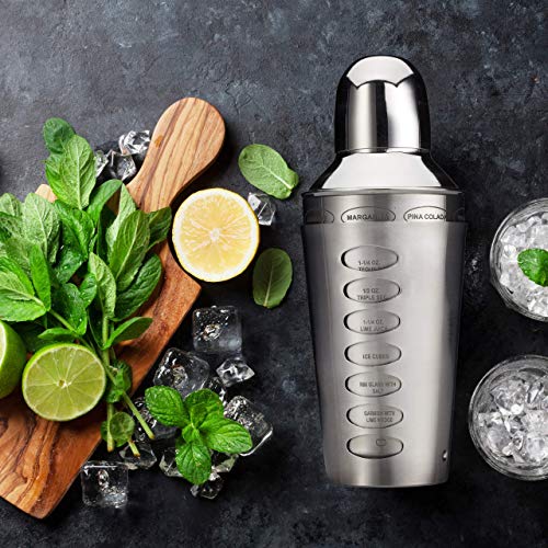Relaxdays, Silber Cocktailshaker, rostfreier Edelstahl, spülmaschinenfest, Rezepte, Cocktailmixer, Barshaker, Standard – Bild 3