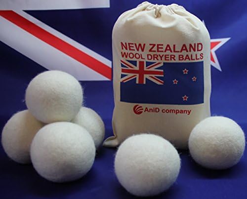 Smart Reusable Wool Dryer Balls from New Zealand – Organic Alternative to Dryer Sheets & Fabric Softener – Pack of 6 Anti Static Balls–Ideal Gift for Moms– Reduces Drying Time and Whips Fluff