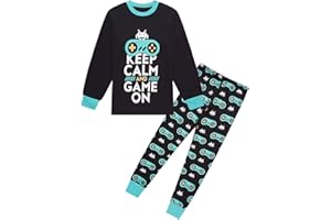 shumintaojin Kids Boys' Pajama Set YouTube Kids Boys Summer Keep Calm and Game ON Short Pyjamas T-Shirt Set 6-13 Years