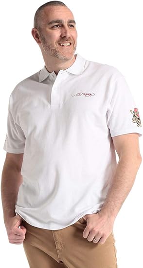 Amazon サカゼン Ed Hardy 大きいサイズ メンズ 綿100 ハートスカル刺繍 半袖 ポロシャツ ポロシャツ 通販