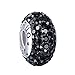 Boruo 925 Sterling Silver Czech Crystal Black Glass Ball Charms Beads Spacers Threaded Core Charm Fit All Bracelets.