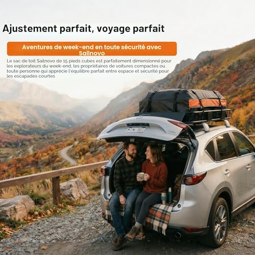 Sailnovo 425L 1000D PVC Waterproof Car Roof Box Car Roof Bag for Travel Weatherproof with Non-Slip Mat, 4 Door Hooks and Combination Padlock