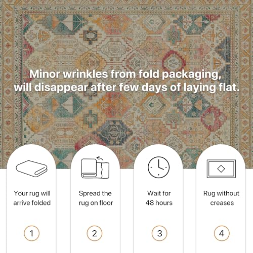 BEIMO Vintage Living Room Rug, Room Rugs, Essential Rug for Living Room, Non-Slip Washable, Large Persian Rugs for Living Room, Multicoloured, 200 x 290 cm