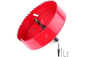 XVTHOAKU 6" Hole Saw -152mm HSS Bi-Metal Hole Cutter for Different Project with Smooth and Flat Drilling Edge, Fast Chip Removal, Handy Hole Saw Kit Set for Cornhole Boards,Wood, Plastic Board, Ceiling