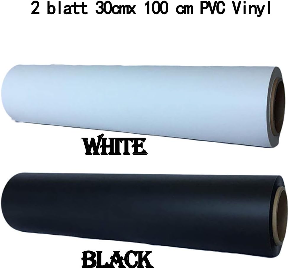 HTV Heat Transfer Vinyl 2 Roll 30 x 100 cm Permanent Iron On Vinyl. Compatible with Cricut, Silhouette or ANY Cutter(Black and White) - Image 3