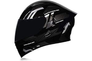 Woljay Full Face Flip Up Motorcycle Modular Helmet Integrated Motorbike Dual Visor for Adults Men Women Moped Street Racing D