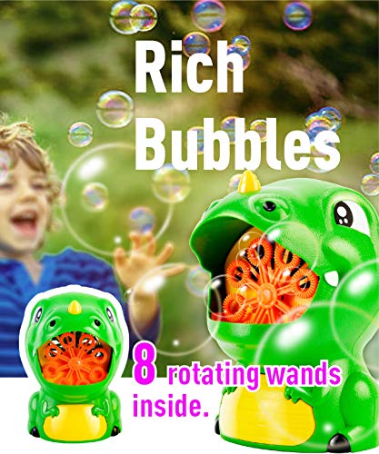 Gasince Bubble Machine Dinosaur Bubble Blower 500+ Bubbles Per Minute Automatic Bubble Maker Toddlers Boys Girls Birthday Party Bubble Machine for Kids Outdoor Activities