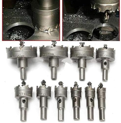 Gaddrt 10Pcs Drill Bit Holes Carbide Tip TCT Hole Saw Cutter Drill Bit Set for Steel Metal Alloy 16-53mm