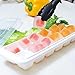 Amian Shop Ice Cube Tray with Removable Cover,Make 36 Large Ice Cubes,Easy Release,Odor Free Stackable White Ice Trays with Clear Lid,Set of 3