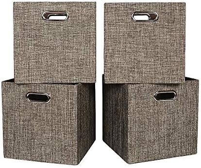 Oprass Storage Basket or Bin, Collapsible & Convenient Storage Solution for Office, Bedroom, Toys, Laundry ?¨º?¡ì11x11x11?¨º?4 Pack Brown