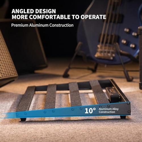 Peda lboard para Guitarra com Fonte de Alimentação Integrada, Feito em Alumínio Leve e Resistente, Inclui Saída USB, Maleta de Transporte, Adaptador e Cabos (55 * 34 * 10cm)