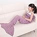 2PCS GDAE10 Children Warm Soft Crochet Handmade Mermaid Tail Blanket Knitting Living Sleeping Bag Camping Bag for Girls Kids (Lavender)