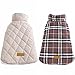Kuoser Warm Dog Coat, Waterproof Dog Coats for X-Small Dogs, Adjustable Durable Doggie Winter Jacket Reversible Cozy Puppy Cold Weather Apparel from Small to Large Breed, Brown XS