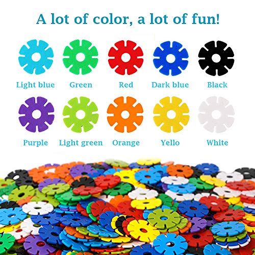 ZoZoplay Snow Flakes 500 Piece Building Blocks Construction STEM Toys Interlocking Plastic Disc Set Kids Classroom Creative and Educational Snowflakes Best Gifts for Boys & Girls Ages 3+ - Thumbnail 4