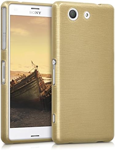 kwmobile TPU SILICONE CASE for Sony Xperia Z3 Compact Design brushed aluminium gold transparent - Stylish designer case made of premium soft TPU