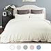 Bedsure Duvet Cover Set with Zipper Closure-Solid Vintage Ivory,King (104