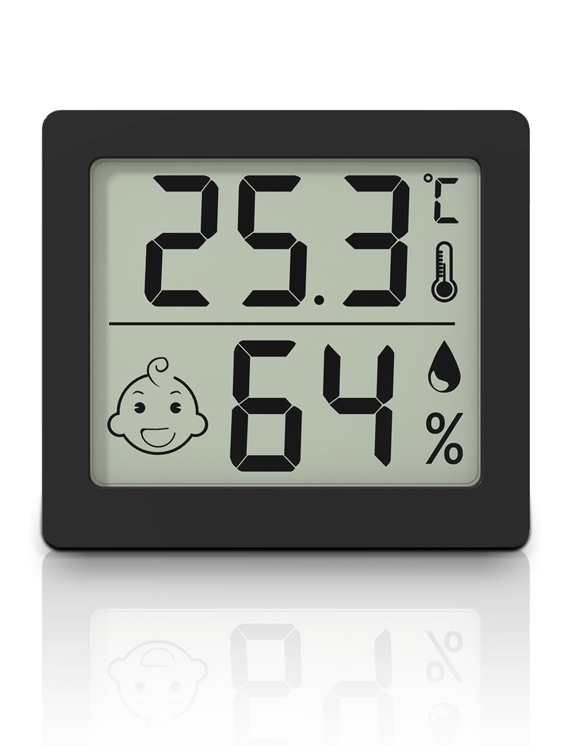 3.1’’ Large-screen Ultra-thin Thermometer and Hygrometer, Indoor Household Electronic Thermo-Hygrometer, Dry and Wet Baby Room Digital Display Temperature and Humidity Monitor Meter Gauge (black)