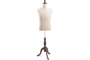 THE SHOP COMPANY Male Display Dress Form Mannequin in Natural Canvas on Traditional Wood Tripod by TSC-Medium-Burgundy