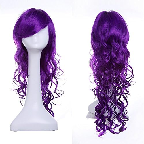 Prom wig Christmas Halloween Colorful Wig curls ，Adult children Fashionable curls Headdress (purple))