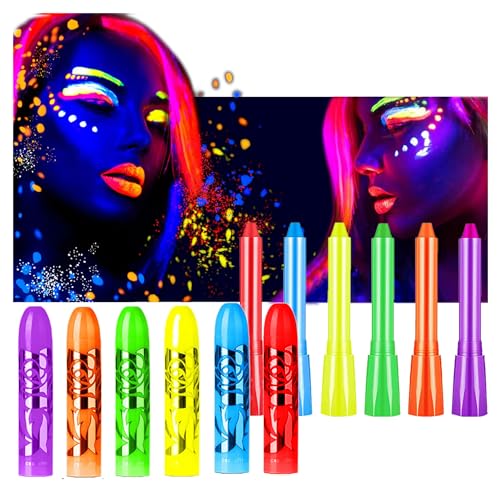 Glow in The Black Light Face Paint Crayons Kit, UV