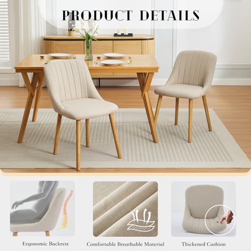 Garvee Dining Chairs Set of 2 - Modern Upholstered Kitchen Chairs with Ergonomic Backrest, 300Lbs Capacity & Oak Wood Legs for Dining Room, Home, Restaurant