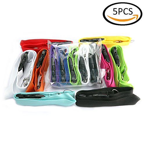 Durable Detachable Neck Strap/String Lanyard(5PCS), Multi Colors, 21", with Metal Swivel Hook, Keychain Holder, Business ID Badge Card Holder,for Cell Phone, USB, or Camera (5B)