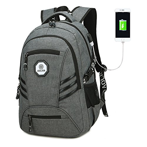 Gazigo 15.6 Inch Slim Laptop Backpack with USB Charging Port for Travel School Office