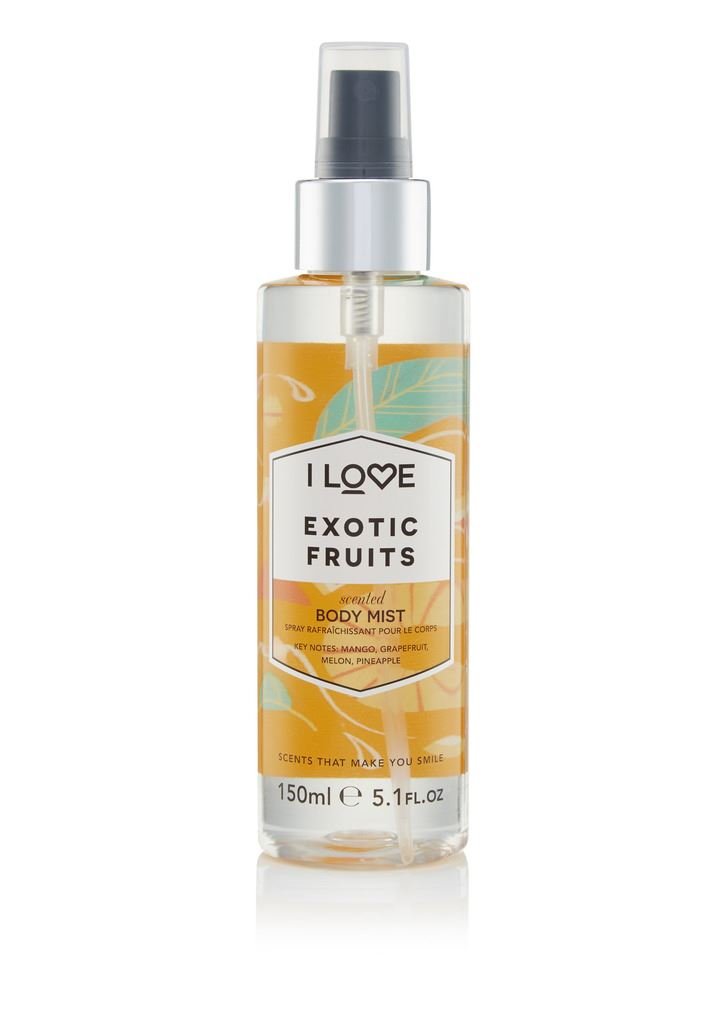I Love Exotic Fruits Scented Body Mist, Formulated With Natural Fruit Extracts Which Offer a Burst of Fragrance, FastDrying Refreshment Throughout the Day, VeganFriendly 150ml
