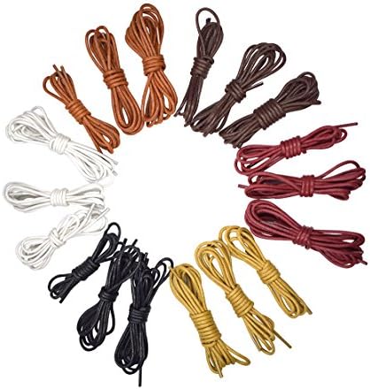 18 Pairs Waxed Shoelaces Round Cotton Boots Dress Shoe Strings 6 Colors 3 Sizes