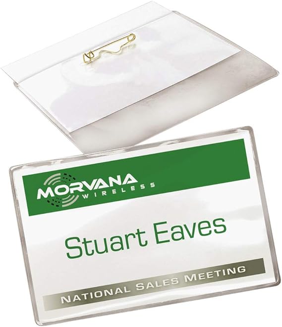 Avery 74549 Name Badge Kit, Easy Pkt, Pin, Top Load, 21/4Inch x31/2Inch, 100/BX