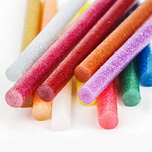 120PCS Glitter Colored Glue Sticks, Gartful Mini Size Melt Hot Glue Sticks 12 Colors for DIY, Art&Craft Projects, General Repair, Bonding, Diameter 0.28", Length 3.9"