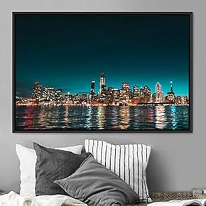 signwin Framed Canvas Wall Art City Illuminations Aerial...