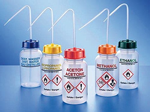 DUTSCHER 063441 250 ml wash bottle with wide neck, printed "Acetone", red cap